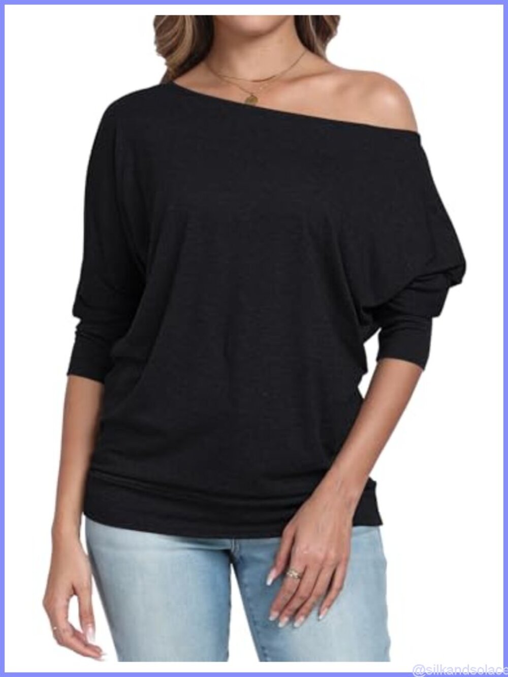 Off Shoulder Tunic Top 3/4 Sleeve Ruched Dolman Shirt Dressy